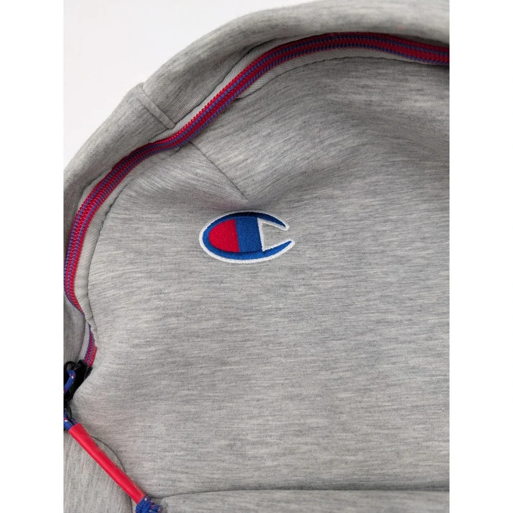 Champion Backpack Gray Jersey Knit Logo School Travel Bag One Size